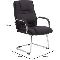 Tapizada En Tela & con Base De Metal I Silla De Conferencia con Reposabrazos, Color:Negro/Negro - details 32