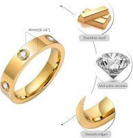 Anillo cruzado de cristal CZ de acero inoxidable Moda para mujeres y hombres Color oro rosa - details 5