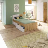 Cama Individual con 2 Cajones Diseño Noa Acabado en Blanco Artik y Roble Nodi - details 2