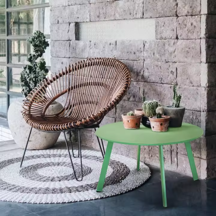 Gran patio Mesita de Café, Acero Premium, Mesas Redondas, Mesa Auxiliar para Salón, Habitación, Al Aire Libre (Menta Verde) - 1