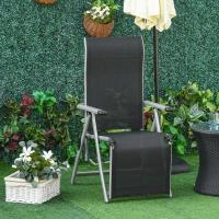 Plegable Jardín Sillón Playa Ajustable en 10 Posiciones con Respaldo Alto y Reposapiés Transpirable Carga Máx. 120 kg 78x58x110 cm Negro - details 5