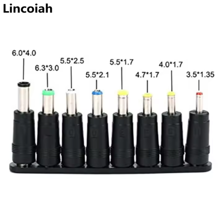 Adaptador de corriente Universal de 5,5mm x 2,1mm, kit de conectores de puntas para Lenovo Thinkpad, juegos de fuente de alimentación de ordenador portátil, enchufes de clavija, 34 Uds./8 Uds. - 1