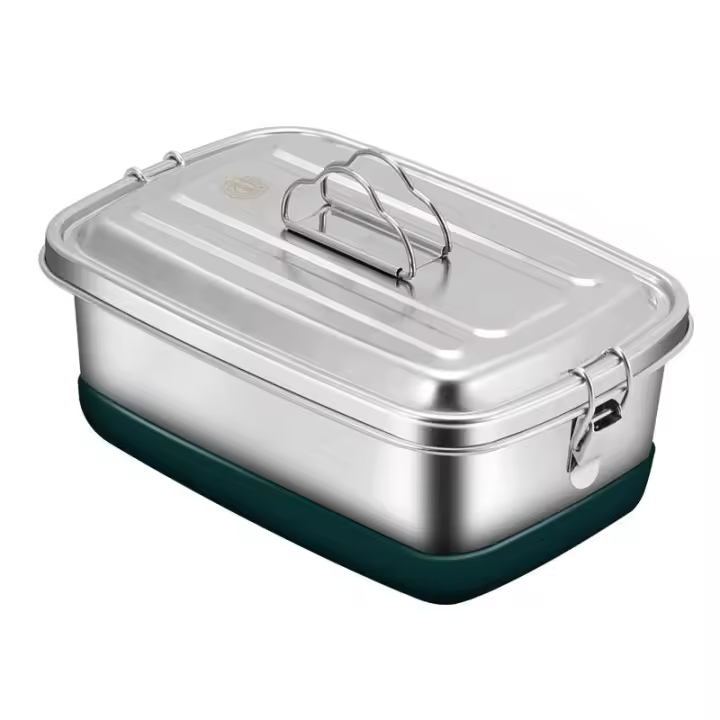 Lonchera Extra Grande de Acero Inoxidable con 3 Compartimentos Ideal para Escuela, Trabajo, Picnic Material ML 304 - 1