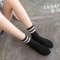 Invierno Harajuku moda deportes Unisex dos barras calcetines femeninos estilo coreano medias de tubo medio medias casuales - details 15