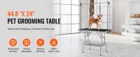 SucceBuy Mesa de aseo para mascotas con dos brazos y abrazadera, 117 cm, plegable para perros medianos y pequeños, 2 soportes sin asiento, rodamiento de 149,7 kg - details 0