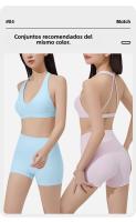 Sostén deportivo con almohadillas para el pecho, espalda hermosa, sujetador de tiras delgadas para pilates y fitnessbraConjunto de yoga con camiseta sin mangas y shorts que levantan los glúteos - details 2