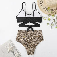 Bikini de dos piezas de cintura alta con estampado de leopardo, traje de baño sexy para mujer - details 39