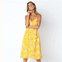 Correas con estampado de playa, abrigo de verano sin mangas con cuello en V para mujer, vestido midi sexy, vestidos elegantes Vestiti Donna - details 9