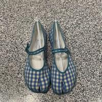 Novedad de verano, zapatos planos de ballet con botones y lona a cuadros coloridos para mujer, zapatos Tabi Mary Jane de estilo dulce para niñas - details 0