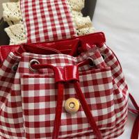 Mochila multifuncional de estilo coreano con encaje a cuadros, mochila de viaje con cerezas, bolso para libros, bolso de hombro con lazo de gran capacidad para verano - details 3