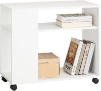 Mesa Auxiliar con 2 Estantes Consola Mesita de Noche con Ruedas Mesa Blanca Mesita 70 x 35 x 60 cm FBT34-W ES - details 0
