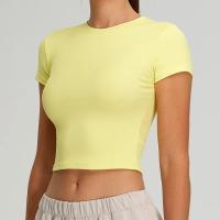 Camisetas deportivas informales y versátiles para mujer, camisetas ajustadas de secado rápido para correr, ropa de Yoga, Camiseta deportiva transpirable de manga corta para gimnasio - details 1
