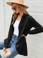 Cárdigan liso de manga larga para mujer, abrigo largo de punto, ropa informal, otoño e invierno, 2023 - details 6