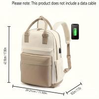 2024 Nueva Moda Mochila para Portátil de Gran Capacidad, Tela Oxford Blanca, Cierre de Cremallera, Lavado a Mano Únicamente, Bolso de Viaje de Negocios con Bolsillos Laterales y Ranura para Bolígrafos - details 2
