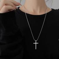 Collar Cruz Minimalista Unisex Cadena Simple Versátil de Acero de Titanio Estilo INS Frío - details 2