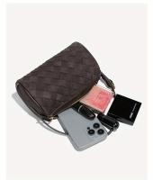 Bolso de mano tejido a mano - Multicolor (café/marrón claro/gris) Bolso de hombro compacto con cierre de cremallera para mujer, teléfono y artículos esenciales, diseño duradero y elegante - details 4