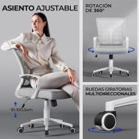Silla de Oficina con Función de Inclinación, con Soporte Lumbar y Diseño Mariposa para Estudio, Carga Máxima 136kg, Negro - details 25
