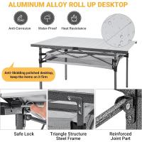 Mesa plegable enrollable de camping de aluminio portátil con bolsa de transporte - Mesa de picnic con soporte de hasta 80 kg - details 3