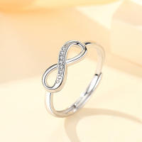 Anillo de plata de ley 925 de 2 g con diseño de infinito de moda, circonita brillante con incrustaciones, joyería ajustable para - details 4