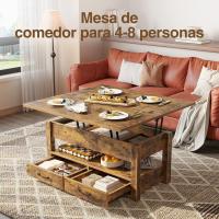 Centro Elevable, Mesa de Salón con Cajón y Compartimento Oculto, Mesas Elevables Modernas Convertibles en Comedor, 100 x 50 cm, Blanco - details 19