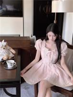 Vestido de Princesa veraniego para Niñas Cuello Cuadrado, Mangas de Burbuja, Cintura Ajustable para Lucir Delgada Versión Coreana - details 15