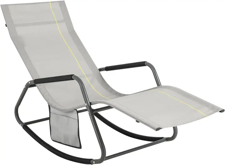 Mecedora de Jardín Silla Playa con Bolsillo Lateral Sun Lounger Silla de Playa y Terraza para Camping, Patio o Piscina Rojo 143x57x85 cm OGS47-R - 1