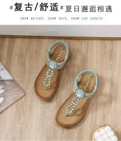 Sandalias de nuevo estilo con diamantes de imitación, cómodas, de punta redonda, para vacaciones en la playa, zapatos planos de talla grande - details 6