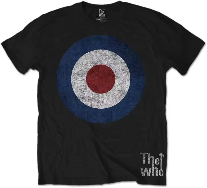 Camiseta Unisex The Who: Target desgastado, negro - 1