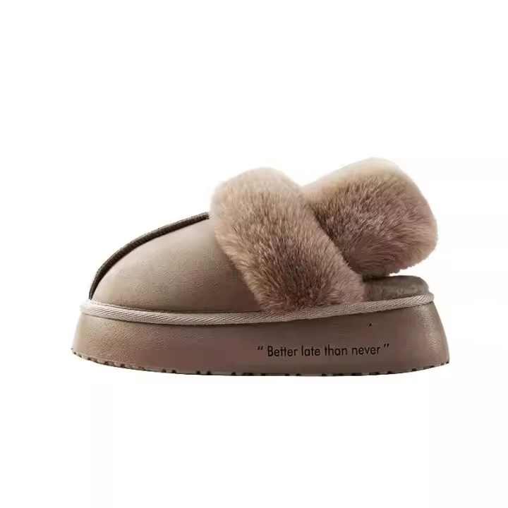 Látex hogar cálido y antideslizante desgaste exterior fondo grueso aumento de pelusa zapatillas bolsa cabeza - 1