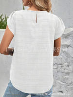 Moda mujer Primavera Verano nueva pétalo redondo elegante rt manga Top - details 18