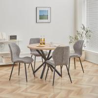 Mesa de Comedor Redonda con Tapa Moderna con Efecto Mármol, Mesa de Comedor de Cocina con Cuatro Patas de Metal, para Comedor, Sala de Estar,Blanco+GDL - details 18