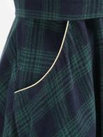 Elegante Vestido Midi de Moda Retro con Cuello Aretado Estilo Rockabilly a Cuadros Vintage para Mujeres Prenda de Otoño e Invierno con Cinturón - details 6
