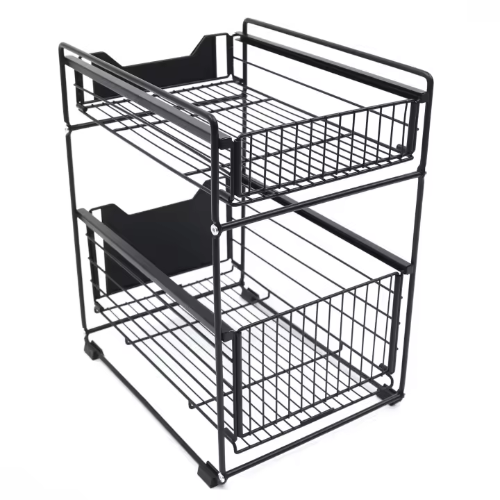 Estante Flexible para debajo del fregadero, Base de armario con 2 cestas extraíbles, 37,4x28,2x44cm - 1