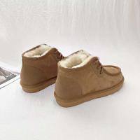 Nuevas botas de nieve con cordones para hombre de lana de cuero genuino cálidas y antideslizantes - details 6