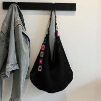 Bolso de mano de ganchillo de gran capacidad para mujer, bolsa tejida hueca ligera de estilo étnico, con correa bordada, tejido de algodón - details 35