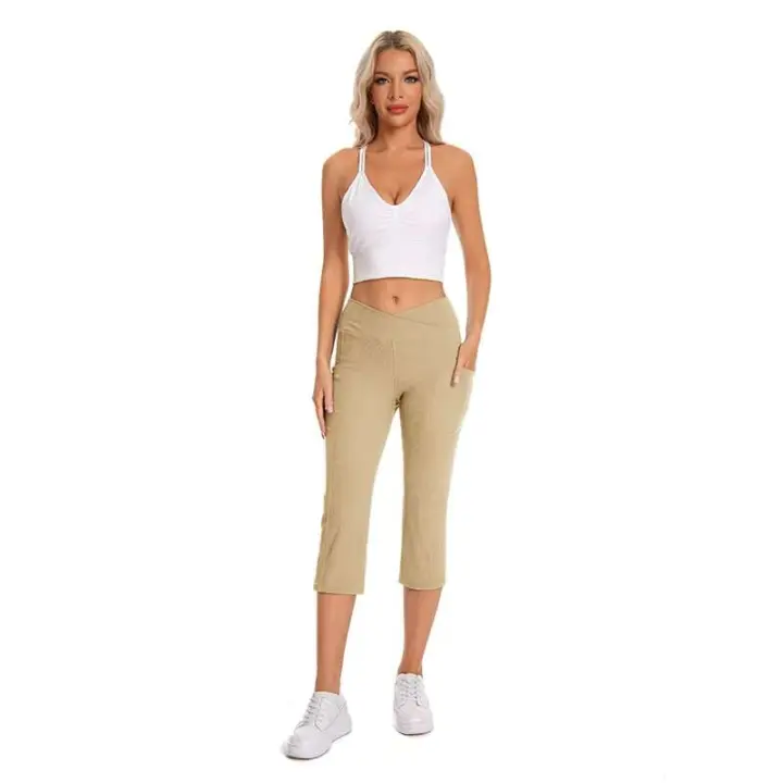 Lubygaga Pantalones de yoga con calzoncillos de bolsillo, leggings de ejercicio elásticos en 4 direcciones para mujer de talla grande - 1