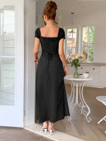 Vestido largo elegante de manga corta con hombros descubiertos para mujer, moda Primavera Verano - details 20