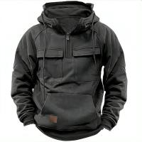 Chaqueta con capucha de color sólido para hombre, otoño e invierno, deportes de moda, deportes sueltos - details 2