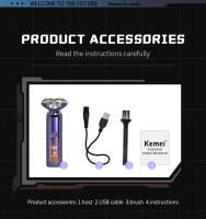 Kemei-Afeitadora eléctrica 3D para hombre, máquina de afeitar IPX6 recargable, en seco y húmedo, rotativa, resistente al agua, con recortadora emergente - details 10