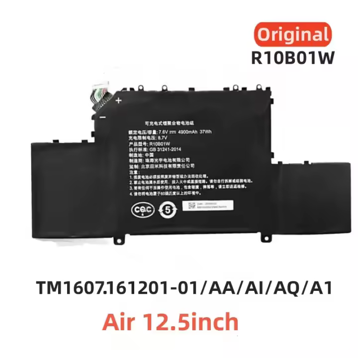 100% Original 7,6 V 4900mAh para Xiaomi R10B01W Air 12,5 pulgadas TM1607 161201-01 161201-AQ 161201-AI/AA/A1 batería del ordenador portátil - 1