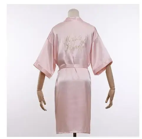 Bata de Novia para Dama de Honor Bata Sexy para Mujer Albornoz Camisón Corto - 1