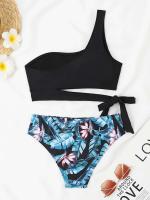 Conjunto de bikini de un hombro, trajes de baño, trajes de baño, ropa de playa sexy 2025 con relleno suave para mujer - details 23