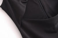 , vestidos de moda de verano, cuello redondo sin mangas negro y decoración de encaje con, vestido largo de estilo festivo para - details 6