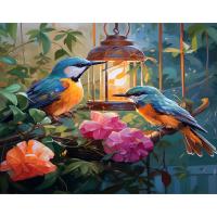 Ruopoty-pintura por números para adultos, dibujo de pájaro moderno para colorear por números, flores para decoración del hogar - details 0