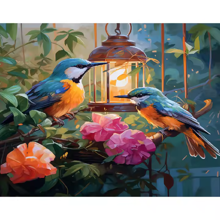 Ruopoty-pintura por números para adultos, dibujo de pájaro moderno para colorear por números, flores para decoración del hogar - 1