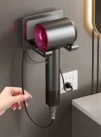 Soporte de aluminio para el cabello, autoadhesivo montado en la pared, perforado, estante para secador de pelo Dyson, organizador de iluminación de baño no perforado - details 4
