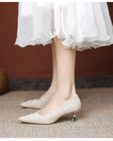 Tacones altos de verano para mujer 2025, nuevos, puntiagudos, cómodos, tacón delgado, temperamento, cuero suave, cómodos, versátiles, boca poco profunda, solo zapatos para mujer. - details 0