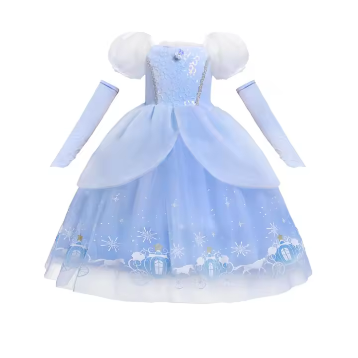 Vestido de princesa Cenicienta para niña y niño, tutú de carnaval con lentejuelas, ropa de malla para regalo de cumpleaños - 1