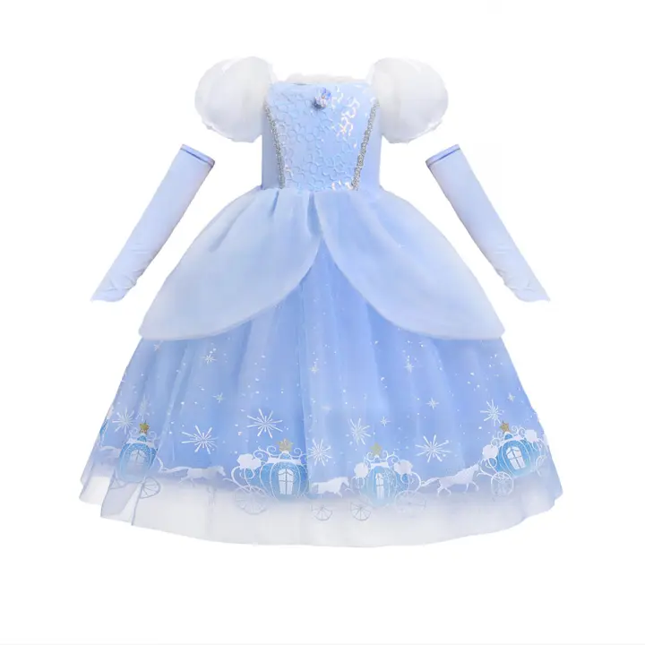 Vestido de princesa Cenicienta para niña y niño, tutú de carnaval con lentejuelas, ropa de malla para regalo de cumpleaños - 1