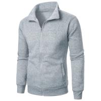 Cárdigan de color sólido para hombre, abrigo con capucha y cuello levantado con cremallera deportiva informal - details 1
